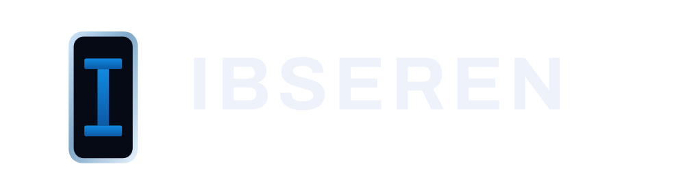 Lockup do IBSEREN sobre fundo escuro: o aparelho com o I na tela, ao lado da palavra IBSEREN